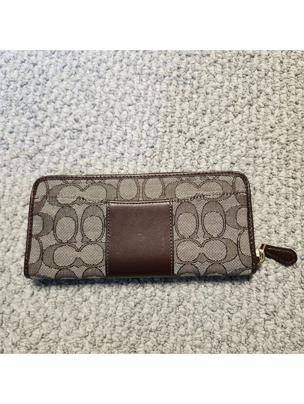 Coach Essential Slim Accordion Zip Around Wallet Signature Canvas and Leather